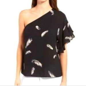 Trouve One Shoulder Ruffle Sleeve Top